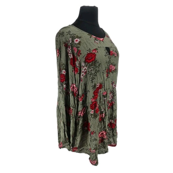TORRID Women Plus Size 5X Floral Ruffle Tunic Dress Green Long Sleeve 20NA - Picture 2 of 6